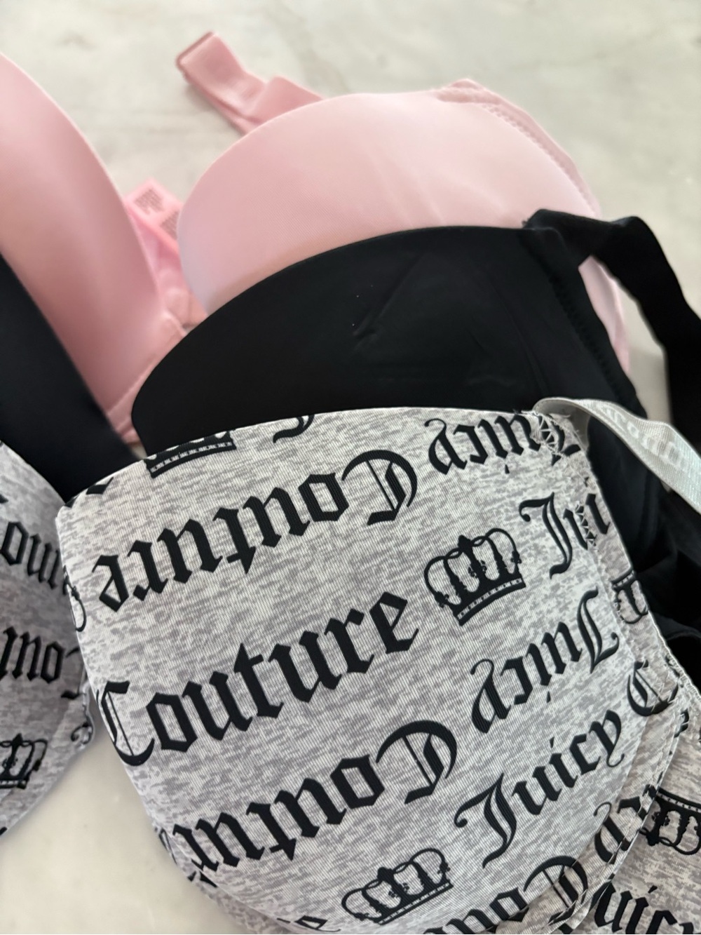 Juicy Couture Pink and Gray Bralette Tag Detail